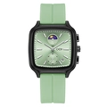 Montre carrée GEDI avec bracelet en silicone vert menthe et cadran multifonction phase de lune - Boîtier Noir Cadran Vert Menthe Bracelet Vert Menthe