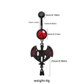 Detailed size specifications for gothic black belly ring with red heart zircon and bat wings - 24072504-4