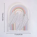 Rainbow embroidery patch with silver leaves and stars, size detail 15cm x 11cm - RPS064: Rainbow Leaves Stars