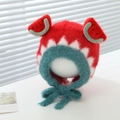 Detail of children's plush earflap hat with creative watermelon slice 3D ears design - Approx. 2-5 Years Old / Red - Watermelon