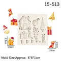 Witte kerst siliconen mal met peperkoekman, boom en rendier motieven, maat 8x8x1 cm - 6# Peperkoekhuis Sok / Grijs