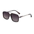 Brown tortoise square sunglasses with brown gradient lenses and gold metal accents - C3 Translucent Tea Gold/Tea Gray
