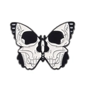 Gothic skull butterfly enamel pin badge with black and white wings in alloy finish - Spreading Wings Skull Butterfly
