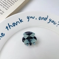 Mini acetic acid hair claw clip with blue and black checkered heart pattern for women - Argyle Blue-Black