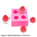 Pink 4-cavity 3D strawberry silicone mold for candles and chocolates, size 7x7x3.7cm - 4# Large Pink