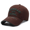 Retro Michigan 1975 embroidery baseball cap in dark brown cotton fabric - Adjustable / Dark Coffee