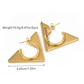 Macro view of gold geometric earrings showing 3.45cm size and 13.5g weight details - Triangle Style