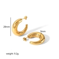 Polierte 18K vergoldete Edelstahl C-Form Creolen mit 28mm Durchmesser im Retro-Stil - Gold (TE6311-G)