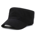 Klassische schwarze Cadet Cap aus Baumwolle mit flachem Oberteil und Metallösen für Outdoor - Schwarz / Einheitsgröße