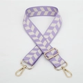 Adjustable purple and beige geometric jacquard woven strap with gold metal hardware - Style 161 - Purple Beige Pattern (Gold Hook)