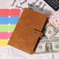 Brown A6 faux leather budget binder with secure buckle and decorative index stickers - Single Cover Only / Brown