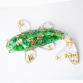 Green resin fish ornament with gold leaf fragments and transparent fins - Green Koi