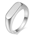 Minimalistischer polierter Siegelring aus silbernem Edelstahl mit ovaler glatter Oberfläche - US 6 / Oval Stil / Stahlfarbe