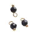 Black faceted glass bead pendant with golden ring for DIY jewelry making and crafts - Round Bead / Black