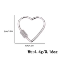 Silver heart-shaped carabiner clasp with micro-set stones, 3cm size for DIY jewelry - Silver Heart Style (DBN014-2)