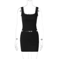 Ensemble deux pièces noir pour femme avec débardeur en dentelle et mini-jupe - S / Noir