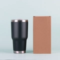 Black 30oz double-walled stainless steel insulated travel mug with retail packaging box - Black