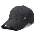 Classic men's charcoal grey baseball cap with textured fabric and square metal logo - Adjustable / Gray