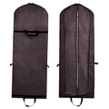 Dark brown non-woven suit dust cover and garment storage bag with zipper and handle - Coffee