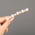 Pince à cheveux élégante en or avec perles blanches pour coiffure et style féminin - F009 Grande / Grande Pince à Cheveux Perle Dorée