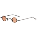 Steampunk sunglasses with gunmetal frames and orange round lenses for a retro look - Gunmetal Frame Tea Lens