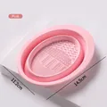 Pink foldable silicone makeup brush cleaning bowl 14.5cm with textured scrub mat - Ellipse / Pink