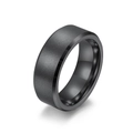 Anello in acciaio al tungsteno nero opaco spazzolato con bordi smussati lucidi - Taglia 7 / 8 mm