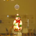 Luminous snowman LED hanging light with warm glow and suction cup battery box, 24.5x13cm - Small Sweeping Snowman