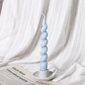 Blue twisted spiral scented soy wax candle in white ceramic holder for home decor - Style A Light Blue