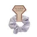 Scrunchie in raso grigio chiaro con cartellino regalo per damigella d'onore ai capelli - Grigio Argento (Grigio Chiaro)