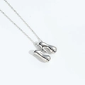 Polished silver balloon style letter M pendant necklace with minimalist fine chain - Letter M