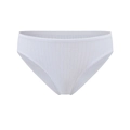 White ribbed cotton women's briefs with delicate lace trim on a clean white background - S / White