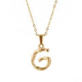 Gold-plated bamboo texture letter G pendant necklace with minimalist fine chain - Letter G