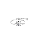 Adjustable S925 sterling silver chain ring with a square cut cubic zirconia stone - Adjustable Open / Silver