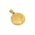 Golden stainless steel zodiac necklace with vintage sun relief and circular charm pendant - Gemini - Single Pendant