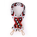 Bohemian woven shoulder strap with red, white, and blue geometric patterns and gold clips - 1005 Bohemian Red Black