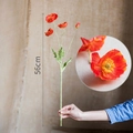 56cm artificial orange poppy flower branch with silk petals and realistic flocked stem - Iceland Poppy-Red