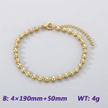 Polished golden bead chain bracelet with 4mm beads and adjustable lobster clasp - Bead Chain Gold
