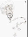 Bracelet chapelet avec perles blanches et pendentif saint dans un étui coeur - Blanc/Boîte Coeur