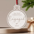 Ornamento anello diamante acrilico per il primo Natale da fidanzati 2023 con nastro - Primo Natale Fidanzati 2023