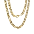 Polished gold Byzantine king chain necklace for men with durable lobster clasp - 6mm Gold / Bracelet 18CM