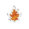 Close-up of maple leaf stainless steel cookie cutter with orange gradient dough detail - Maple Leaf 7350