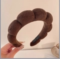 Deep coffee brown thickened cloud sponge headband in soft terry cloth fabric - Dark Coffee