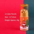 Christmas themed 12-color pencil set in a festive bear tube with a built-in sharpener - Christmas Colored Pencils - Bear