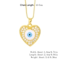 Golden heart shaped Evil Eye pendant necklace with dimensions and weight info - XL-353-A (Hollow Heart Eye)