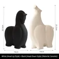 Minimalist ceramic horse bookends set in matte black and white finishes for office decor - Abstract Black And White Fat Horse Set