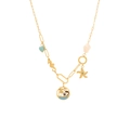 Bohemian gold double-layered necklace with seahorse, starfish and heart shell pendants - Ocean Sunset & Palm Tree Style (5#)