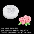 3D rose silicone mold for gypsum resin crafts with pink flower sample and measurements - 4#B1157 Transparent