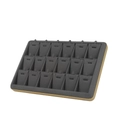 Golden PU jewelry tray with 18-slot dark grey velvet lining for necklaces and pendants - 18 Slot Pendant Tray Grey