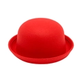 Bombetta classica in feltro di lana rosso per genitori e bambini con tesa curva - Taglia Unica Bambino / Rosso
